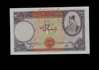 Lot 435 - Specimen Bank Note:  The Imperial Bank of Persia specimen 20 Tomans
