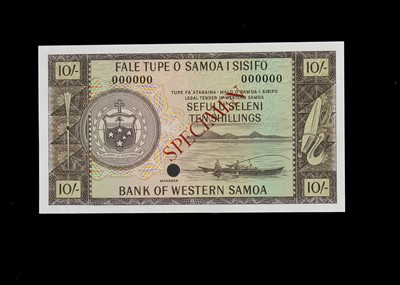 Lot 440 - Specimen Bank Note:  Bank of Western Samoa specimen 10 Shillings