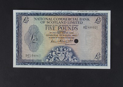 Lot 445 - Specimen Bank Note:  National Commercial Bank of Scotland specimen 5 Pounds