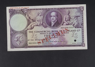 Lot 446 - Specimen Bank Note:  The Commercial Bank of Scotland specimen 5 Pounds