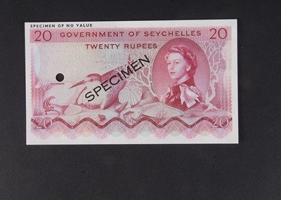 Lot 448 - Specimen Bank Note:  The Government of Seychelles specimen 20 Rupees