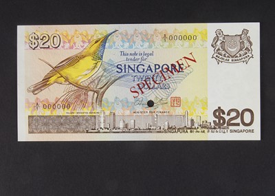 Lot 450 - Specimen Bank Note:  Singapore specimen 20 dollars