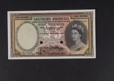 Lot 451 - Specimen Bank Note:  Southern Rhodesia specimen 5 Pounds