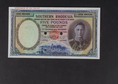 Lot 452 - Specimen Bank Note:  Southern Rhodesia specimen 5 Pounds