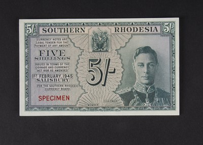 Lot 453 - Specimen Bank Note:  Southern Rhodesia specimen 5 Shillings