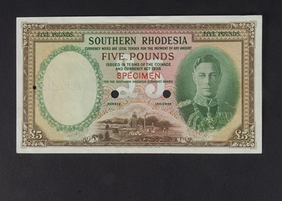 Lot 455 - Specimen Bank Note:  Southern Rhodesia specimen 5 Pounds