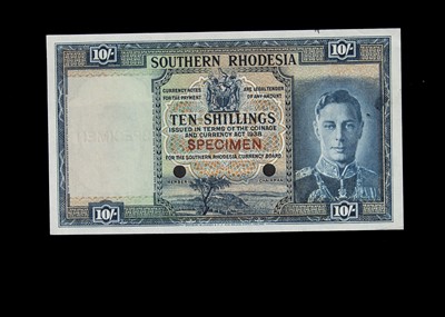 Lot 457 - Specimen Bank Note:  Southern Rhodesia specimen 10 Shillings