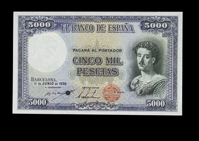 Lot 463 - Specimen Bank Note:  Spain specimen 5000 Pesetas