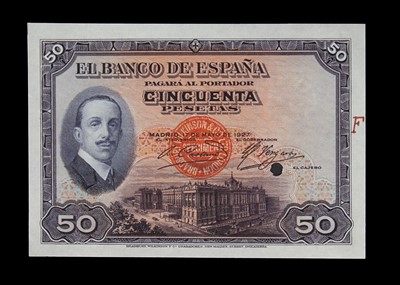 Lot 464 - Specimen Bank Note:  Spain specimen 50 Pesetas