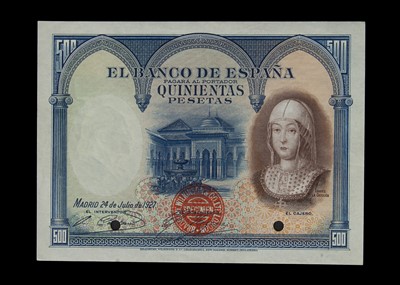 Lot 465 - Specimen Bank Note:  Spain specimen 500 Pesetas