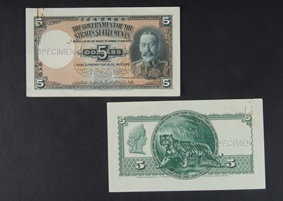 Lot 467 - Specimen Bank Note:  The Government of the Straits Settlements specimen 5 Dollars