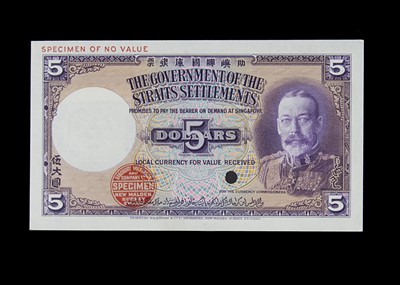 Lot 469 - Specimen Bank Note:  The Government of the Straits Settlements specimen 5 Dollars