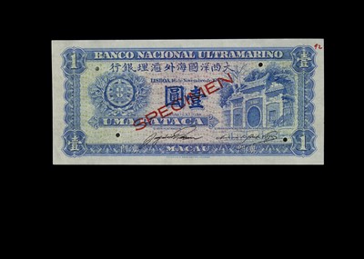 Lot 480 - Specimen Bank Note:  National Bank Ultramarino specimen 1 Pataca