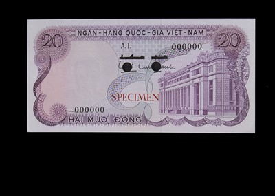 Lot 487 - Specimen Bank Note:  South Vietnam specimen 20 Dong