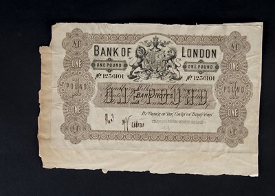 Lot 598 - Bank of London One Pound promotional note