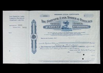 Lot 612 - The Forestal Land Timber & Railways Co Ltd Specimen stocks and shares certificate