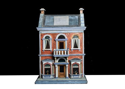 Lot 25 - A Gottschalk wooden blue roof dolls’ house