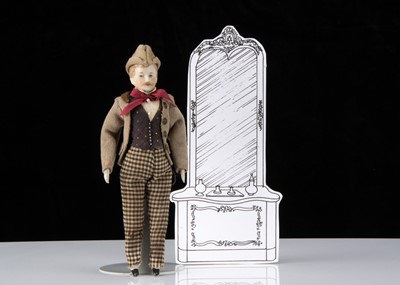 Lot 35 - A larger scale German bisque shoulder head Gentleman dolls’ house doll