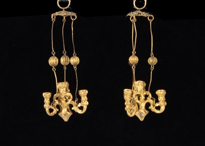 Lot 63 - A rare pair of German gilt metal dolls’ house chandeliers