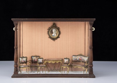 Lot 64 - A set of early 20th century Viennese enamel and gilt metal dolls’ house furniture