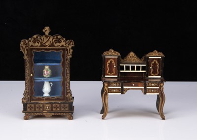 Lot 65 - Two Waltershausen-type gilt-transfer dolls’ house furniture