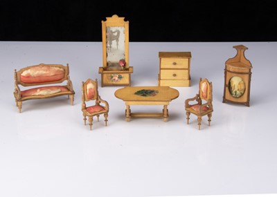 Lot 66 - A late 19th century German satinwood dolls’ house set