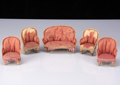 Lot 69 - German for the French market dolls’ house sofa and four chairs