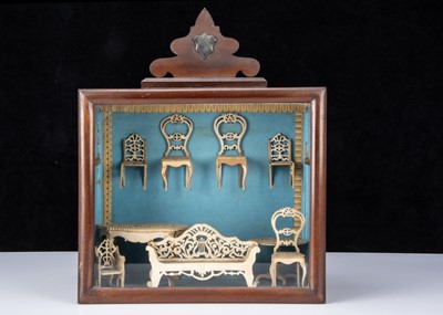 Lot 86 - Nine pieces of 19th century fretwork dolls’ house furniture