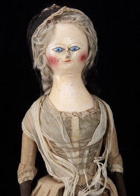 Lot 101 - A rare and fine 1780s English wooden doll