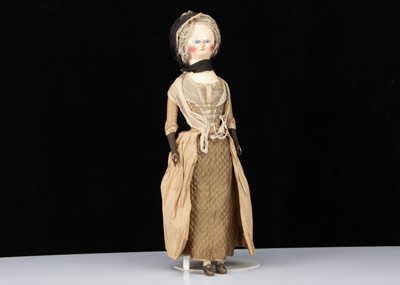 Lot 101 - A rare and fine 1780s English wooden doll