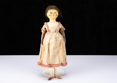 Lot 104 - An interesting English wooden girl doll, circa 1800