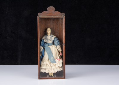 Lot 111 - A small mid 19th century German papier-mâché doll