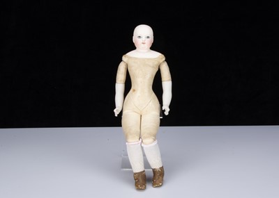 Lot 120 - A French fixed shoulder-head fashionable doll with painted eyes