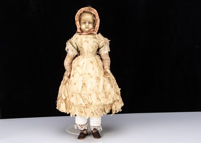 Lot 133 - A large 19th century English poured wax child doll