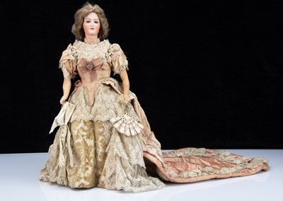 Lot 151 - A fine Gebruder Heubach 7926 shoulder-head lady doll in late 19th century court dress