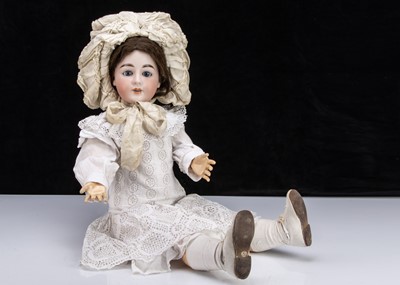 Lot 157 - A large German bisque headed doll embossed with I