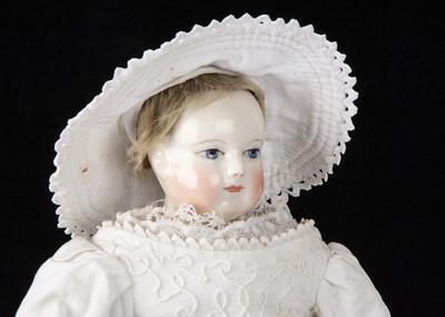 Lot 171 - A rare mid 19th century china shoulder-head fashionable doll