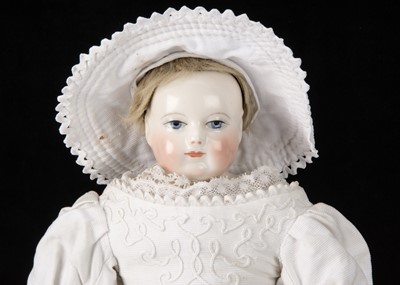 Lot 171 - A rare mid 19th century china shoulder-head fashionable doll