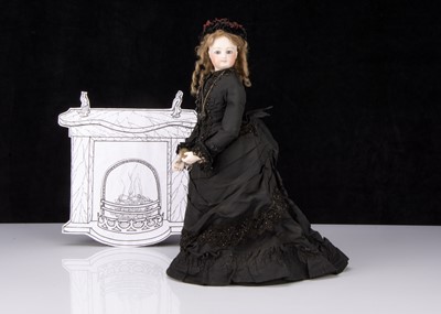 Lot 226 - A Jumeau bisque swivel head fashionable doll in mourning dress