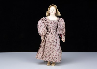 Lot 274 - An interesting early papier-mâché shoulder head doll