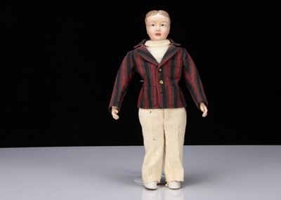 Lot 293 - A rare W H Goss of Stoke-on-Trent bisque shoulder-head boy doll 1910-20s