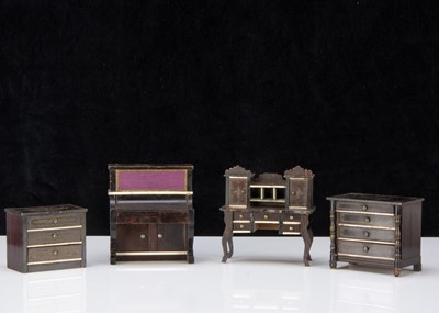 Lot 318 - Four smaller scale Waltershausen type dolls’ house furniture