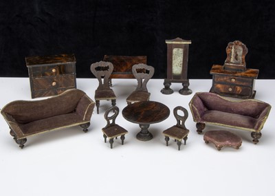 Lot 324 - German 19th century grained dolls’ house furniture