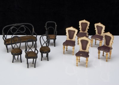 Lot 334 - Five German late 19th century blonde wood chairs