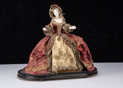 Lot 374 - A rare Nymphenburg china shoulder-head tea/coffee cosy 18th century lady doll circa 1908