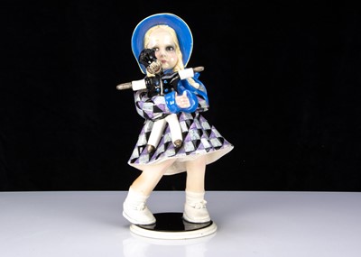 Lot 415 - A rare Lenci porcelain figure of a 300 Series girl doll by Helen (Elena) Konig-Scavini and Entico Scavini