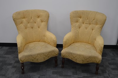 Lot 390 - A pair of 20th century button back lounge armchairs