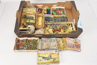 Lot 313 - Collection of 1:72 and 1:76 scale soldiers and equipment by Airfix and others (qty)