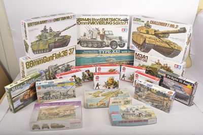 Lot 320 - Unbuilt Tamiya Airfix Revell plastic Soldiers and Military kits scale in original boxes (19)