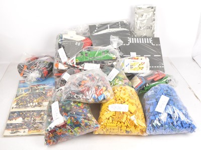 Lot 342 - Lego building bricks in assorted colours etc 1980s-present  including baseplates wheels and specialist parts for Motorcycles Space and Railway (26kg)